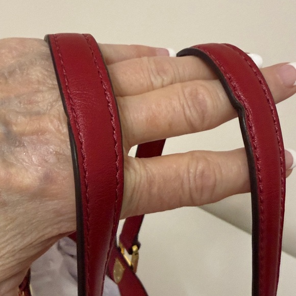 Ralph Lauren Deep Red Leather Tote with Gold Accents - Picture 10 of 12